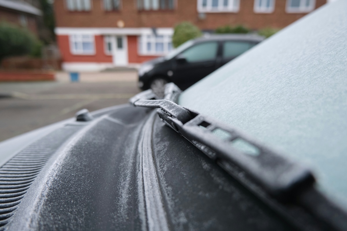 Frosted car windscreen