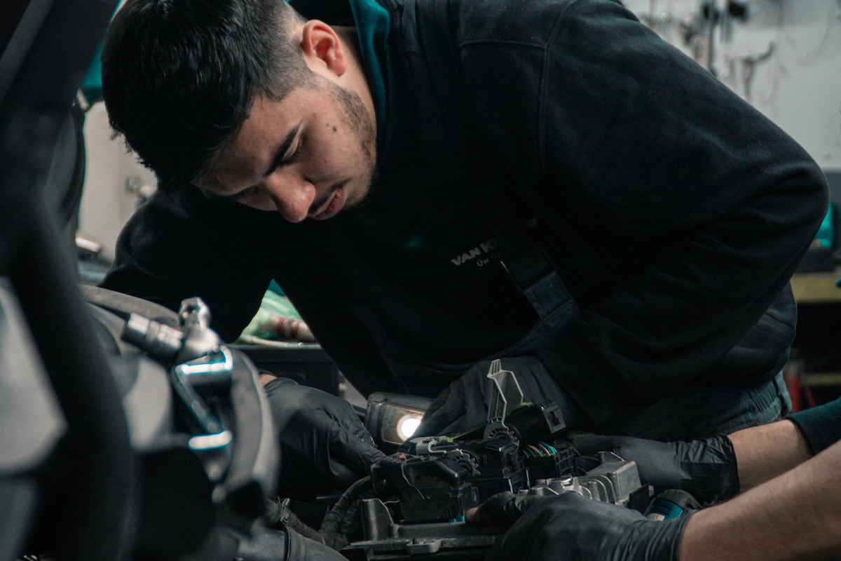 Working on car engine