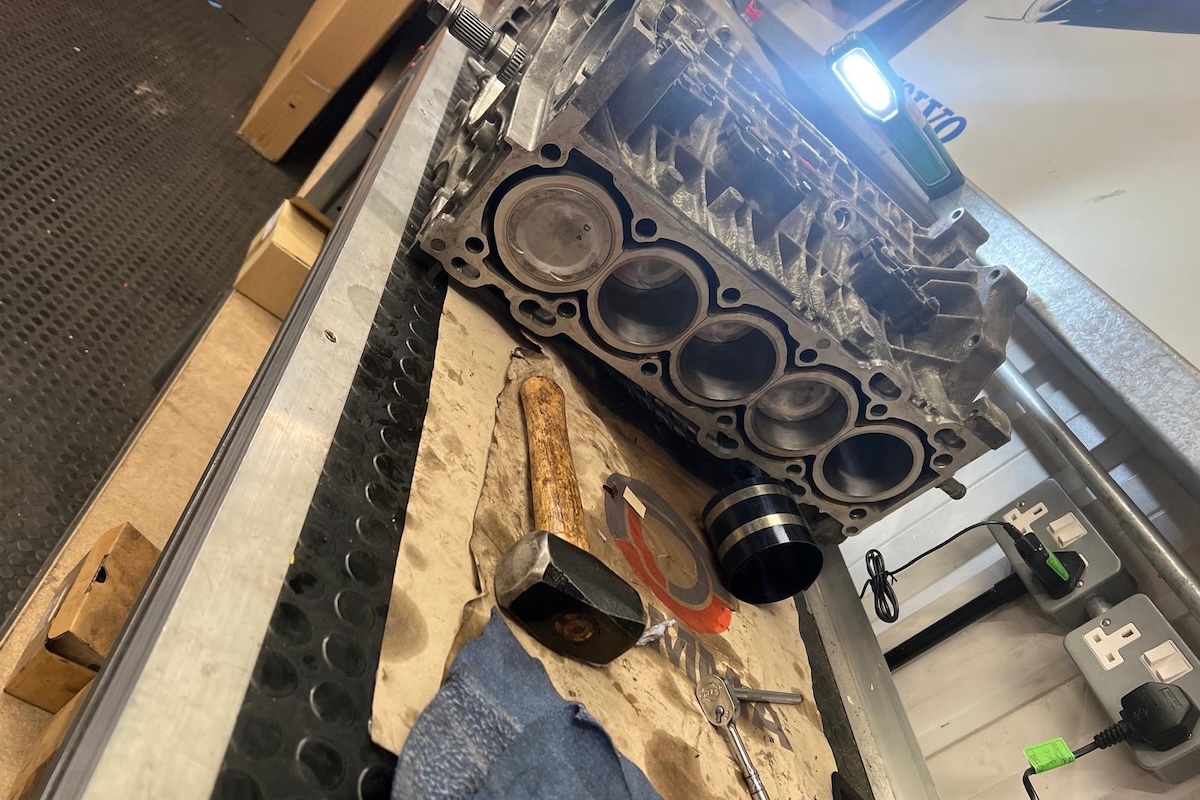 Engine on work bench for Restoration